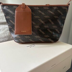 Songmont Mont Tote Elegant Brown and Black Patterned Tote, authentic